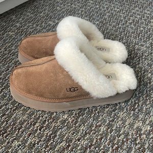 Platform chestnut ugg slippers